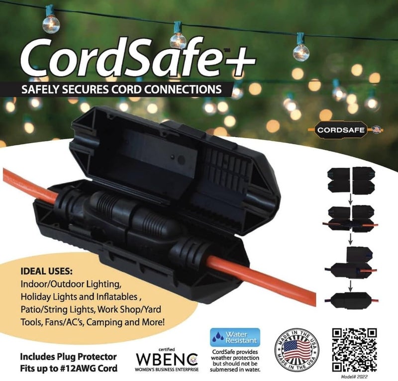 CordSafe Outdoor Extension Cord Protector â€“ Weather-Resistant Snap-Lock Cover for Christmas Lighting Plug Connections â€“ Rugged UV-Resistant Plastic Plug Protection, 1-Pack, Made in USA - Image 5
